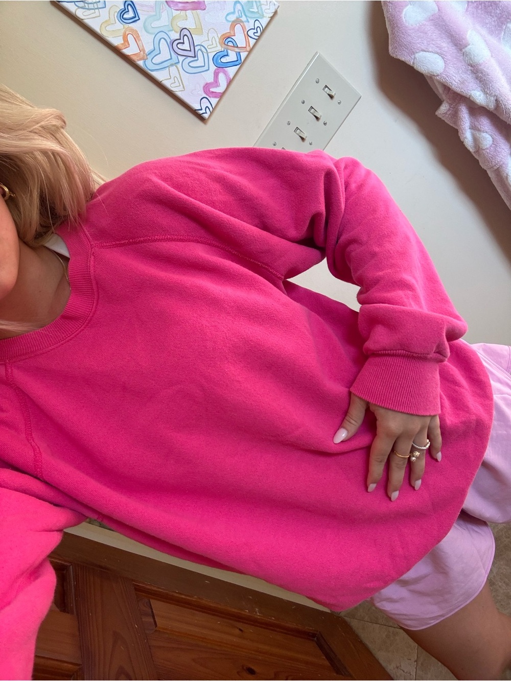 Hanes Women's Bright Hot Pink Crewneck Sweatshirt